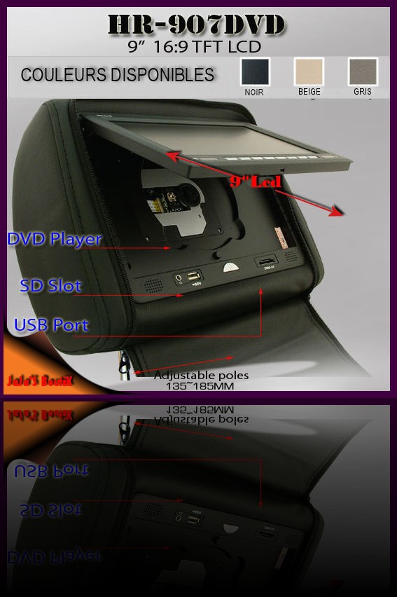 Appuie-tte InnovateK HR-907DVD 9pouces